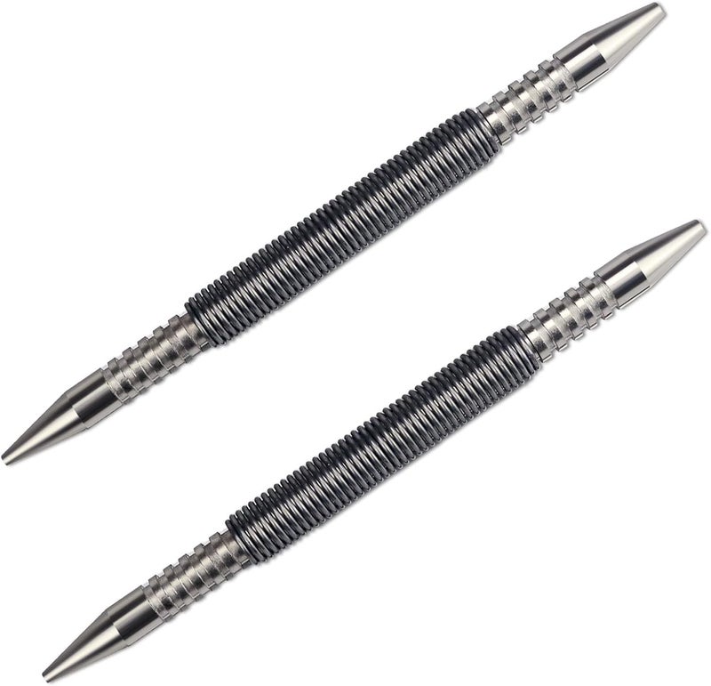 Pimio 2 Pieces Dual Head Nail Setter Spring Loaded Nail Set Spring Nail Punch Hammerless Tool Kit 3/32″& 1/8″ Tools 3500 PSI Striking Force Counter Punch - Image 1